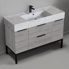 Modern Bathroom Vanity, 48 inch, Marble Style Sink, Free Standing
